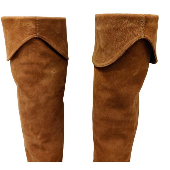 Stuart Weitzman Over the Knee Boot Size 6.5M SUEDE LEATHER Rust Brown Equestrian - Picture 3 of 16